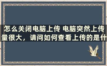 怎么关闭电脑上传 电脑突然上传量很大，请问如何查看上传的是什么数据